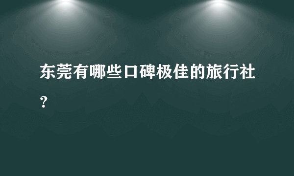东莞有哪些口碑极佳的旅行社？