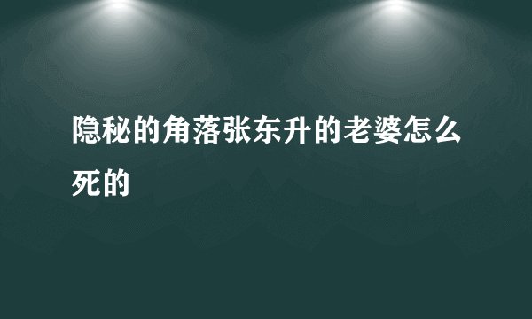 隐秘的角落张东升的老婆怎么死的