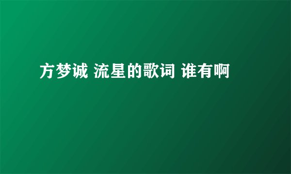 方梦诚 流星的歌词 谁有啊