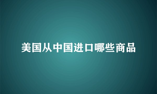 美国从中国进口哪些商品