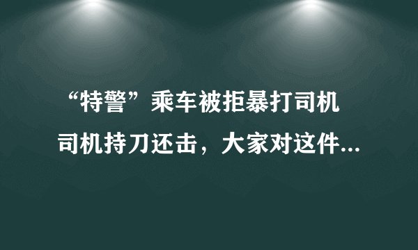 “特警”乘车被拒暴打司机 司机持刀还击，大家对这件事有什么看法？