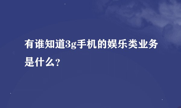 有谁知道3g手机的娱乐类业务是什么？