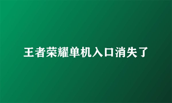 王者荣耀单机入口消失了