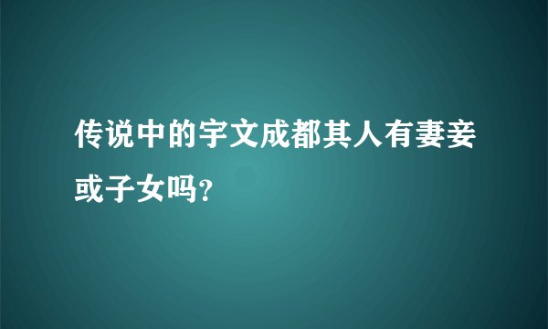 传说中的宇文成都其人有妻妾或子女吗？