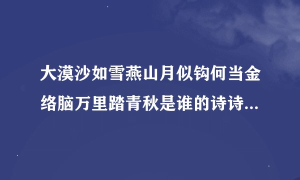大漠沙如雪燕山月似钩何当金络脑万里踏青秋是谁的诗诗名叫什么