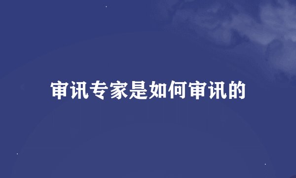 审讯专家是如何审讯的