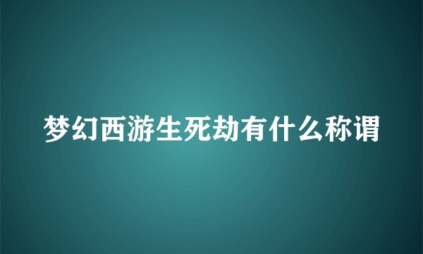 梦幻西游生死劫有什么称谓