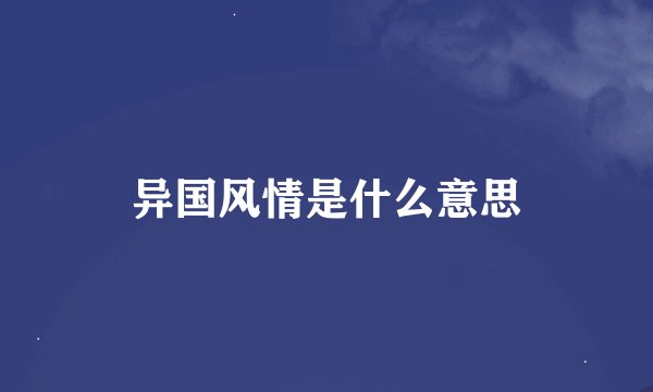 异国风情是什么意思