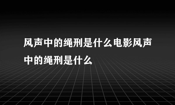 风声中的绳刑是什么电影风声中的绳刑是什么