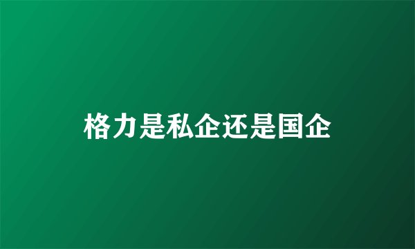 格力是私企还是国企