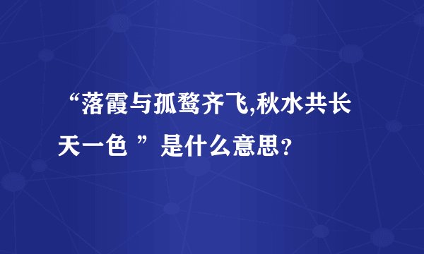 “落霞与孤鹜齐飞,秋水共长天一色 ”是什么意思？