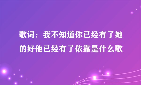歌词：我不知道你已经有了她的好他已经有了依靠是什么歌
