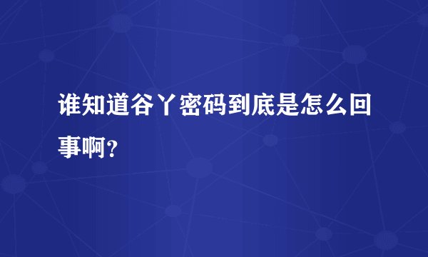 谁知道谷丫密码到底是怎么回事啊？