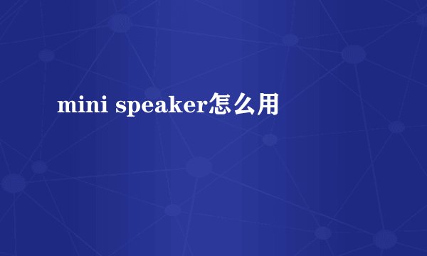 mini speaker怎么用