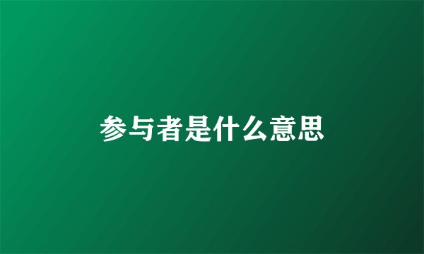 参与者是什么意思