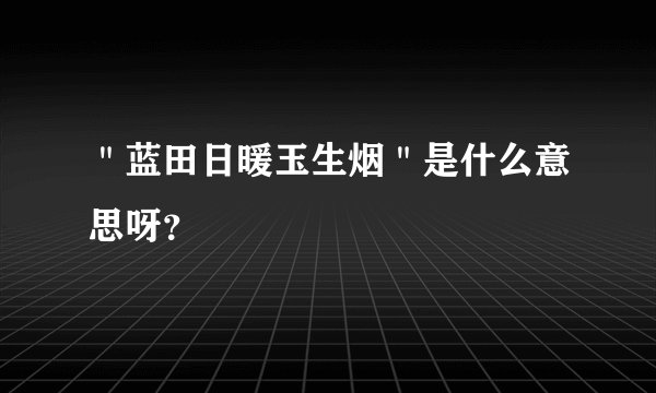＂蓝田日暖玉生烟＂是什么意思呀？