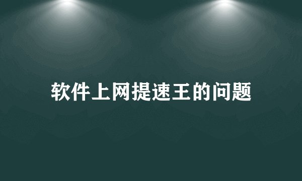 软件上网提速王的问题