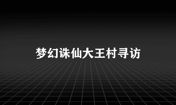 梦幻诛仙大王村寻访