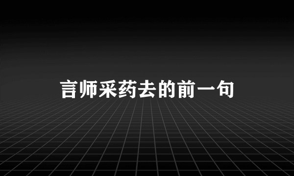言师采药去的前一句