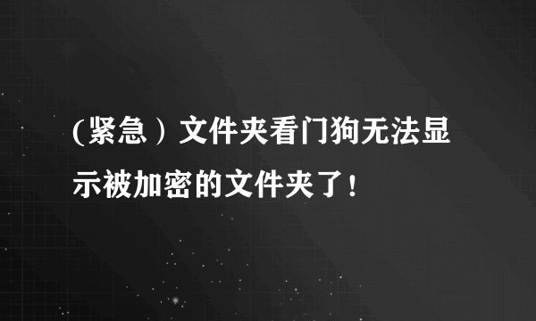 (紧急）文件夹看门狗无法显示被加密的文件夹了！