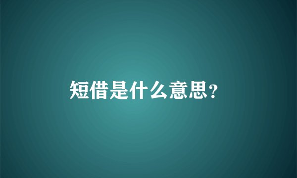 短借是什么意思？