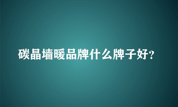 碳晶墙暖品牌什么牌子好？