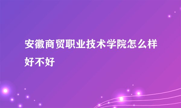 安徽商贸职业技术学院怎么样好不好