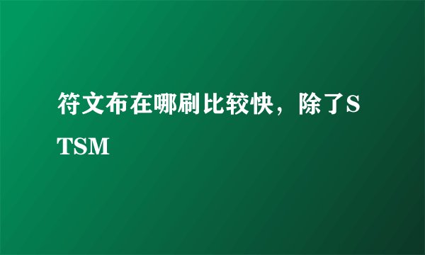 符文布在哪刷比较快，除了STSM