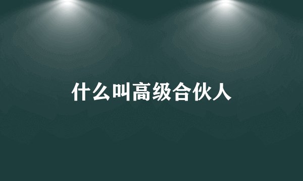 什么叫高级合伙人