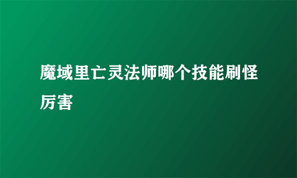 魔域里亡灵法师哪个技能刷怪厉害