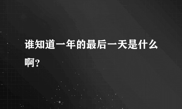 谁知道一年的最后一天是什么啊？