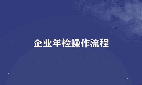 企业年检操作流程