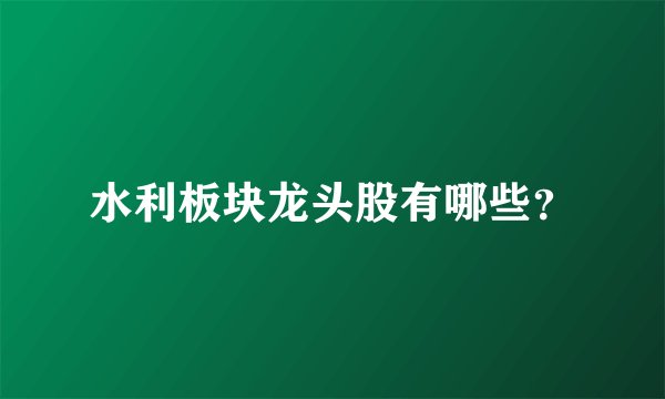 水利板块龙头股有哪些？