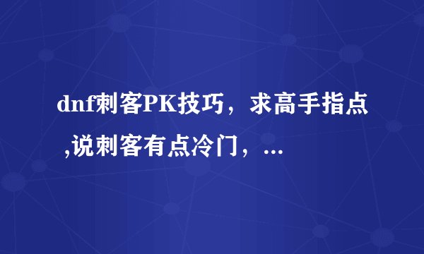 dnf刺客PK技巧，求高手指点 ,说刺客有点冷门，但当我上手刺客后，发现这是一个操作性很难的职业，很喜欢这