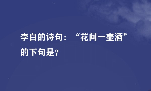 李白的诗句：“花间一壶酒”的下句是？