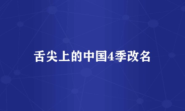 舌尖上的中国4季改名