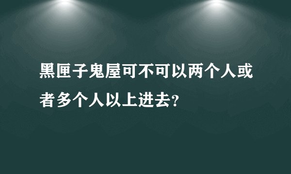 黑匣子鬼屋可不可以两个人或者多个人以上进去？