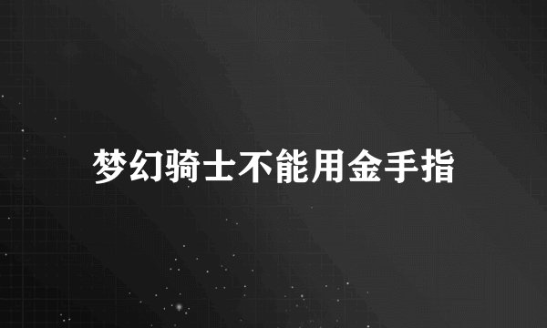 梦幻骑士不能用金手指