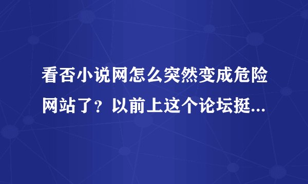 看否小说网怎么突然变成危险网站了？以前上这个论坛挺好的啊。。到底有没有问题呢？求教~~~~