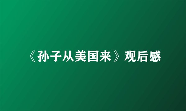 《孙子从美国来》观后感
