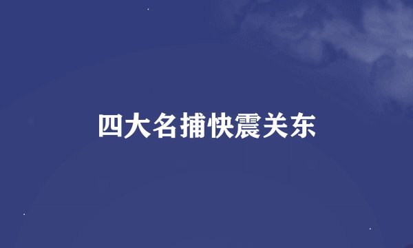 四大名捕快震关东