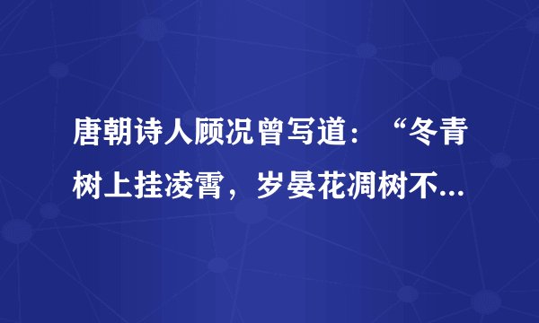 唐朝诗人顾况曾写道：“冬青树上挂凌霄，岁晏花凋树不凋。凡物各自有根本，种禾终不生豆苗。”这首诗蕴涵