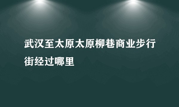 武汉至太原太原柳巷商业步行街经过哪里