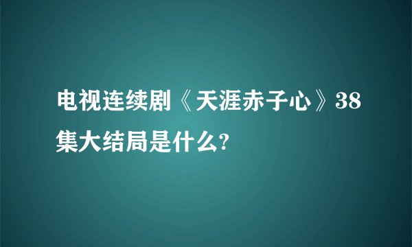 电视连续剧《天涯赤子心》38集大结局是什么?