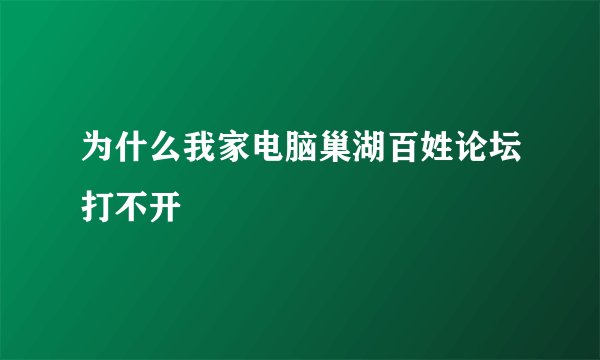 为什么我家电脑巢湖百姓论坛打不开