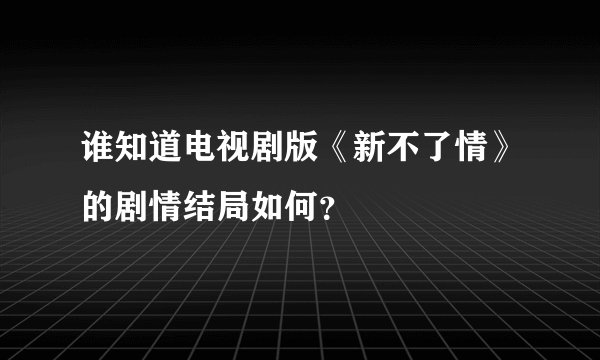 谁知道电视剧版《新不了情》的剧情结局如何？
