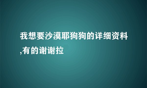 我想要沙漠耶狗狗的详细资料,有的谢谢拉