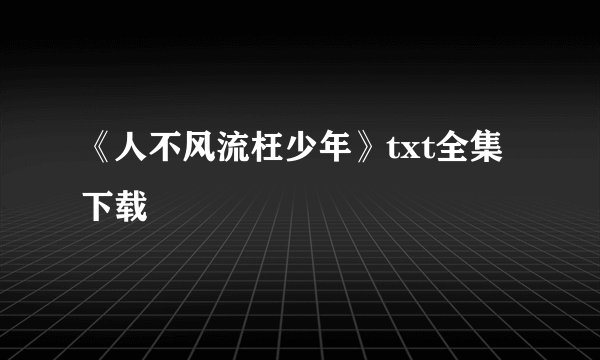《人不风流枉少年》txt全集下载
