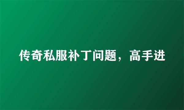 传奇私服补丁问题，高手进