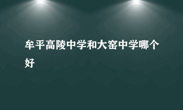 牟平高陵中学和大窑中学哪个好
